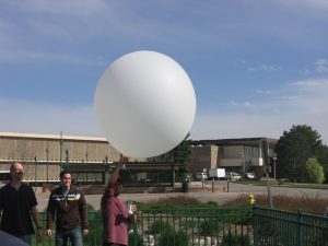 Launching a weather balloon with CSU's Department of Atmospheric Science.